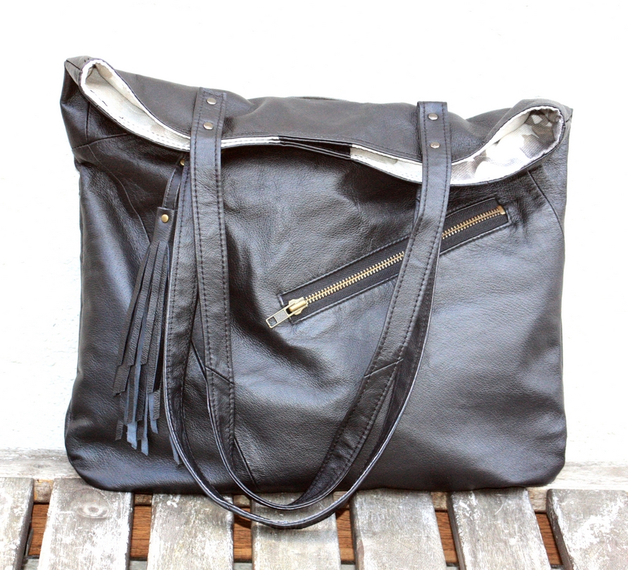 Black Leather City Bag