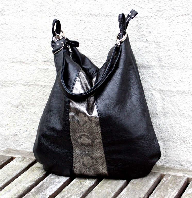 Black and silver citybag