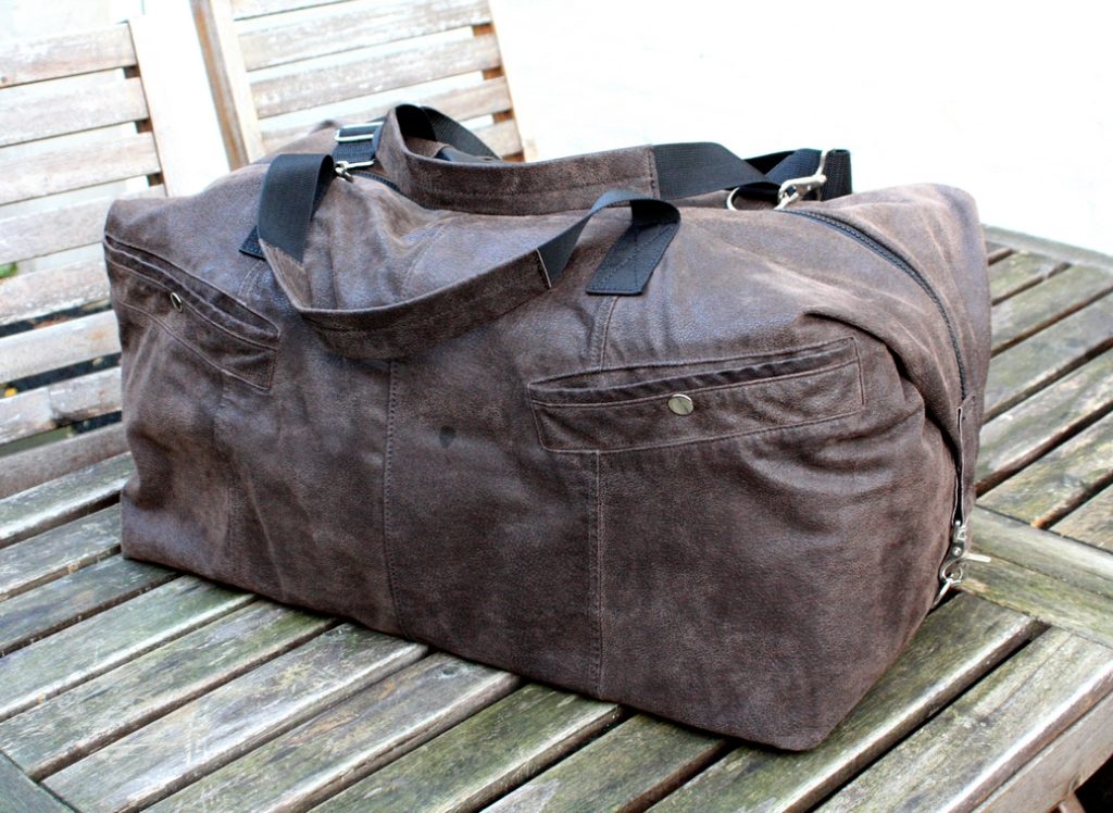 A brown travel bag