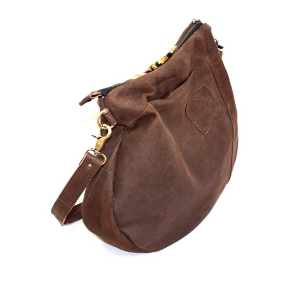 Chocolate brown suede bag with embroidery byBessert