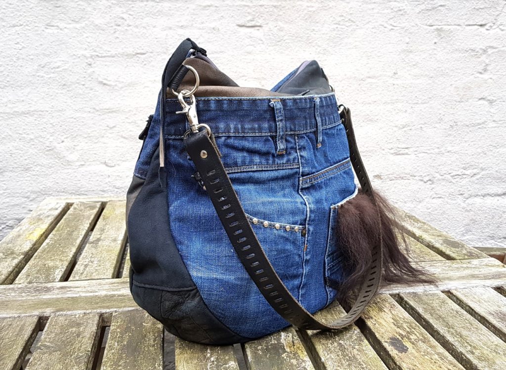 Denim/leather bag