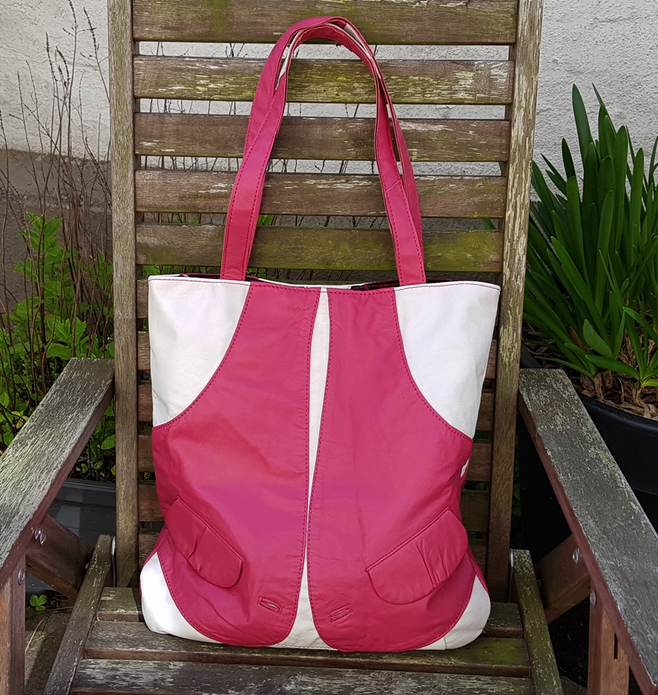 Pink and white shopper